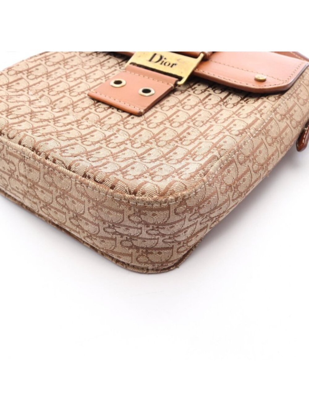 Dior Dio Shoulder Bag Street Chic Trotter Beige Brown Canvas Leather - Picture 5 of 11